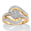 Bague tourbillon plaqué or 18 carats avec diamant 0,15 carat