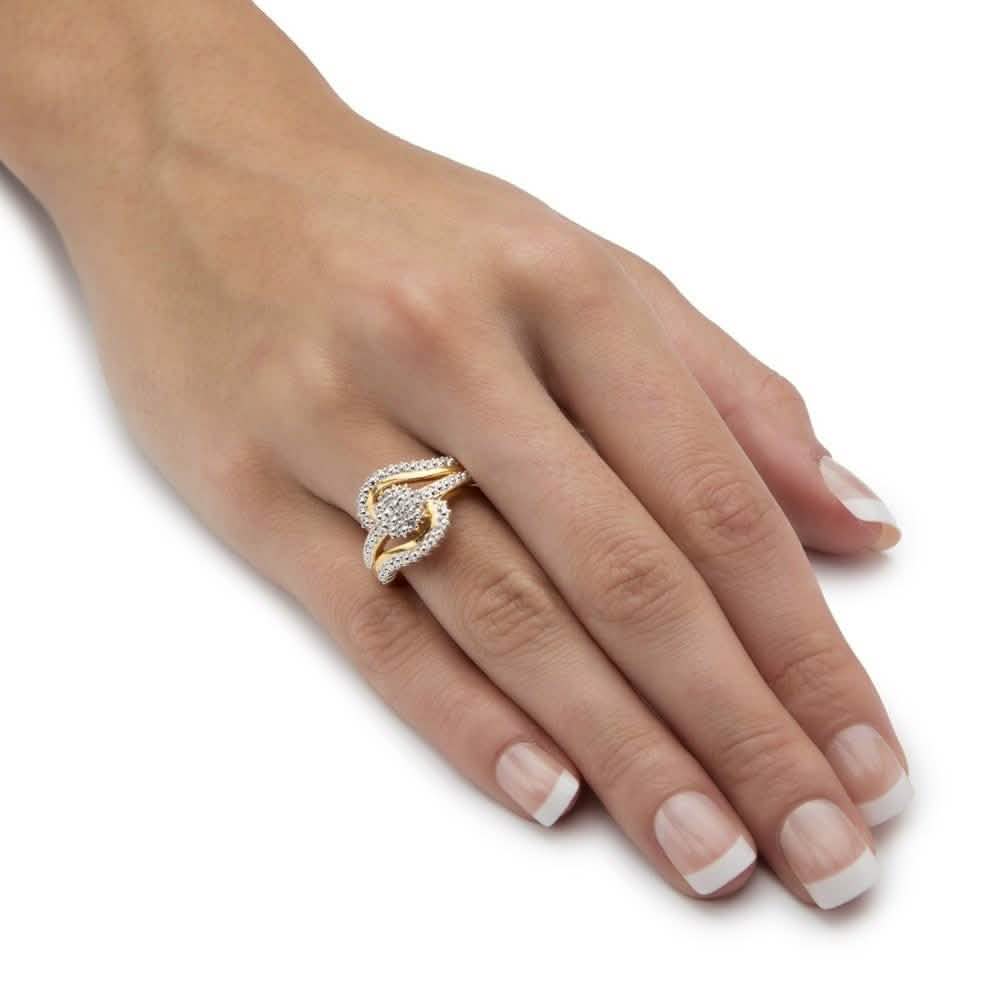 Bague tourbillon plaqué or 18 carats avec diamant 0,15 carat