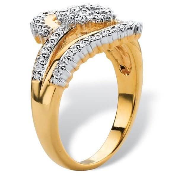 Bague tourbillon plaqué or 18 carats avec diamant 0,15 carat