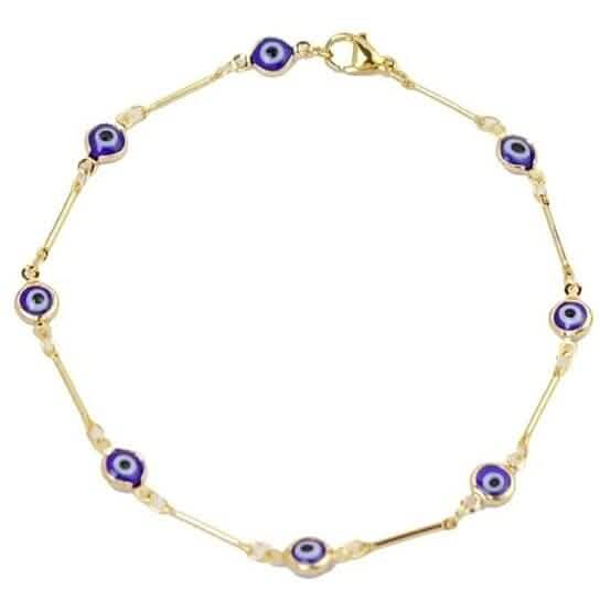 Cheville plaquée or 18 carats avec barre et cristal de l'œil bleu