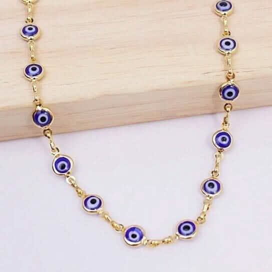 Cheville en plaqué or 18 carats et œil bleu protecteur