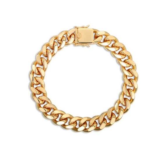 Bracelet chaîne cubaine plaqué or 18 carats