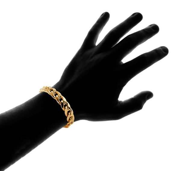 Bracelet chaîne cubaine plaqué or 18 carats