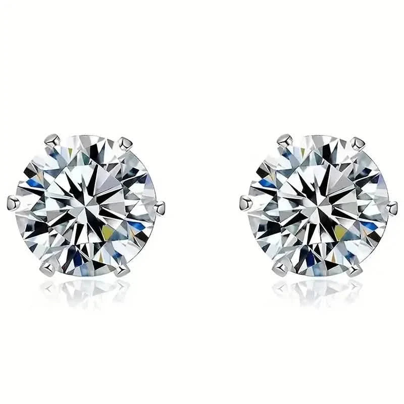 Boucles d'oreilles clous en zircone 6 griffes en acier inoxydable avec fermoir boucle d'oreille en or 18 carats
