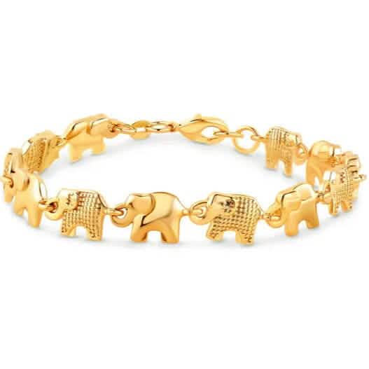 Chaîne de cheville plaquée or 18 carats avec pendentif éléphant pour femme 25 cm