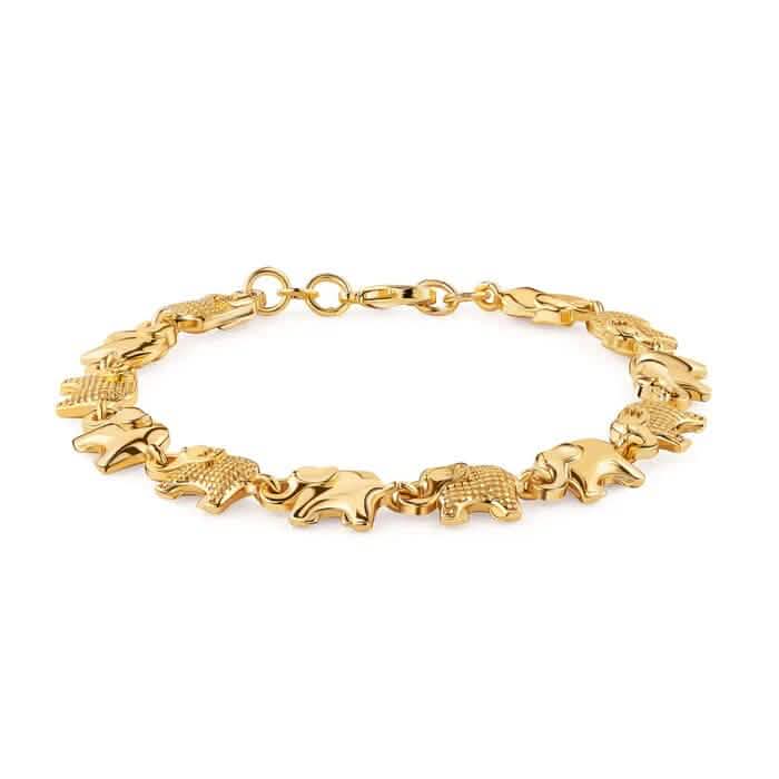 Chaîne de cheville plaquée or 18 carats avec pendentif éléphant pour femme 25 cm