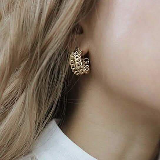 Boucles d'oreilles créoles à maillons double rang en or 18 carats