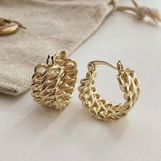 Boucles d'oreilles créoles à maillons double rang en or 18 carats