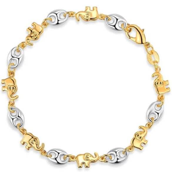 Bracelet éléphant bicolore en or 18 carats