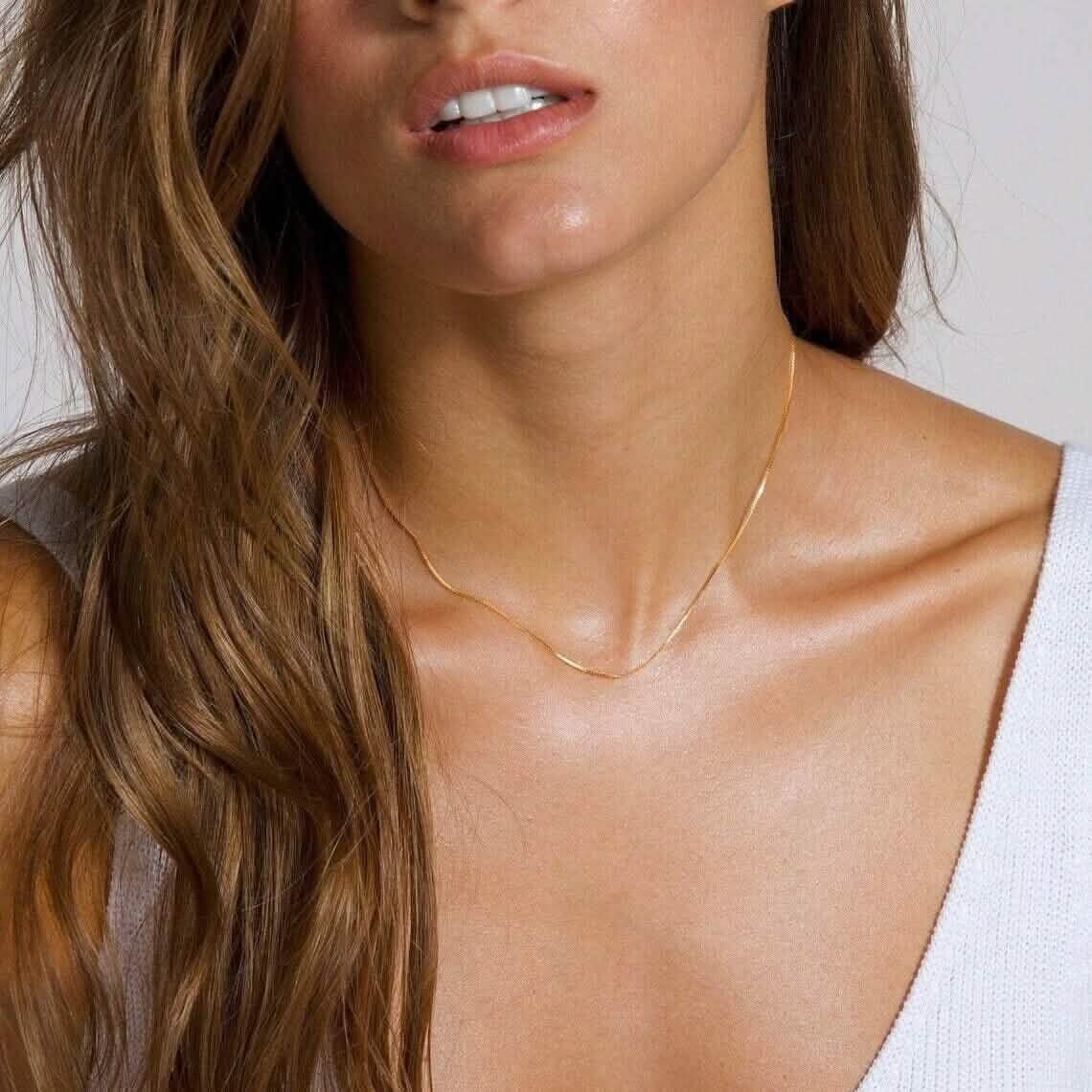 Chaîne en or jaune massif 18 carats Collier en or véritable