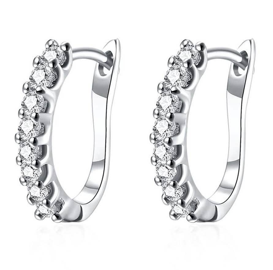 Boucles d'oreilles petites en or blanc 18 carats et cristal Swarovski Element