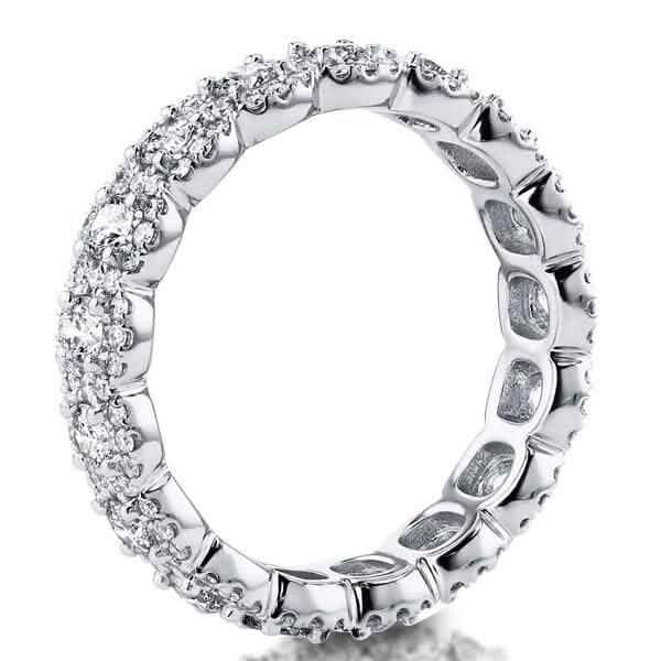 Bague éternité en or blanc 18 carats plaqué, simulant des diamants