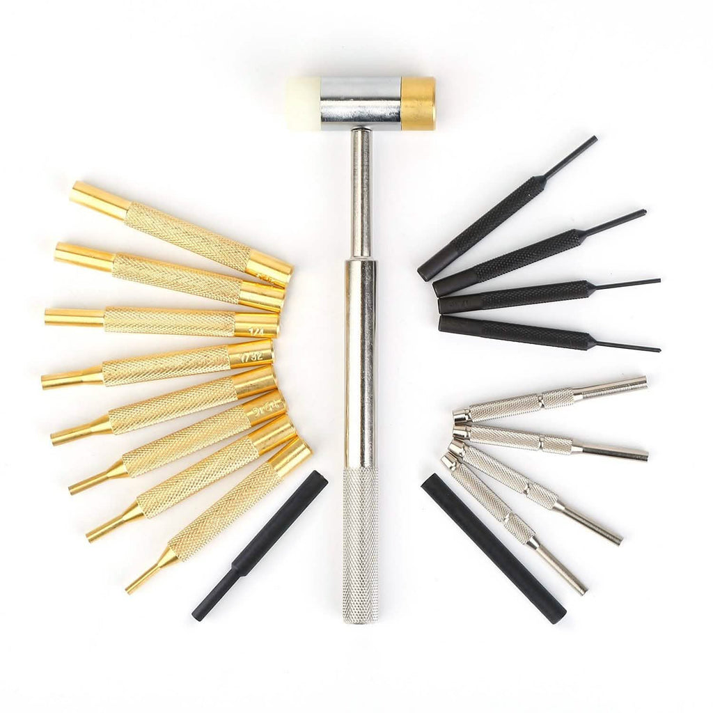 Ensemble de 19 chasse-goupilles et poinçons avec boîte de rangement portable