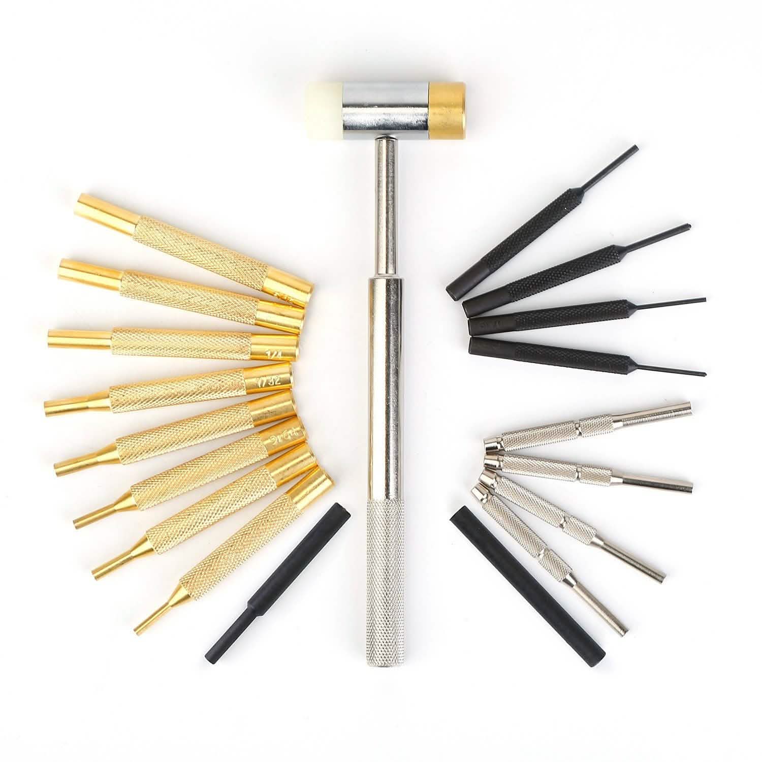 Ensemble de 19 chasse-goupilles et poinçons avec boîte de rangement portable