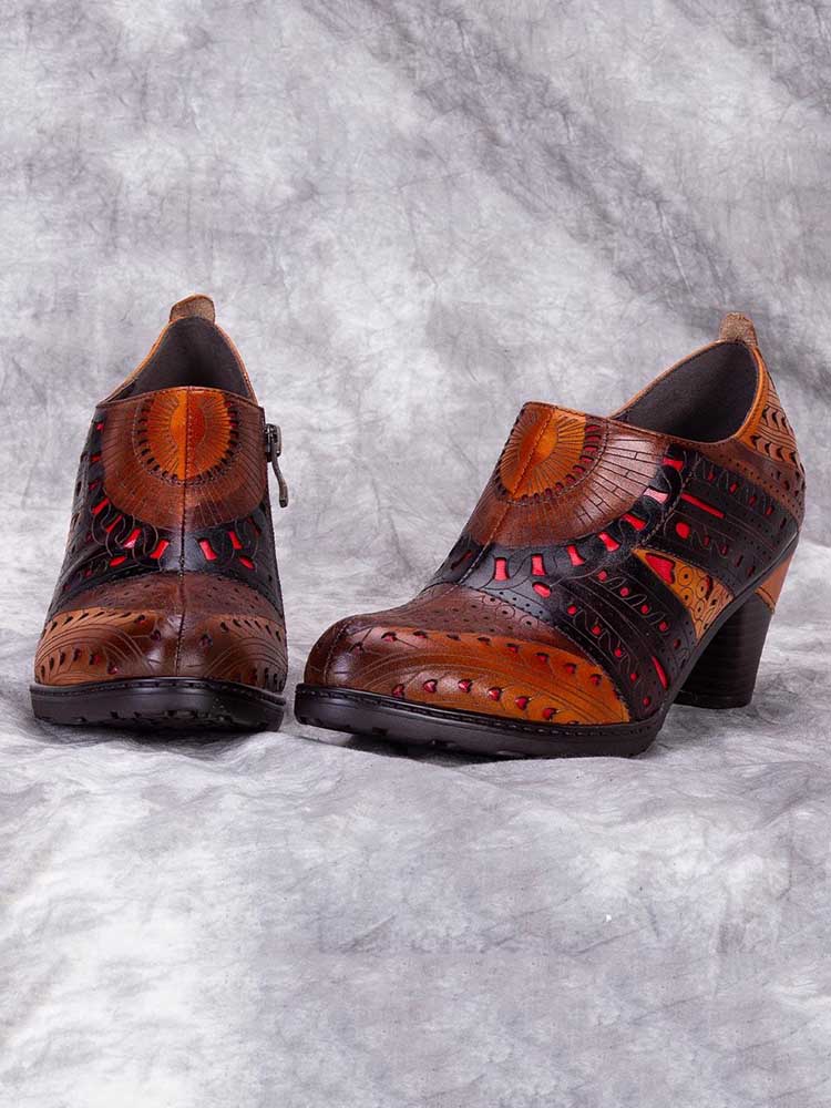Chaussures en cuir gravé Emmeline