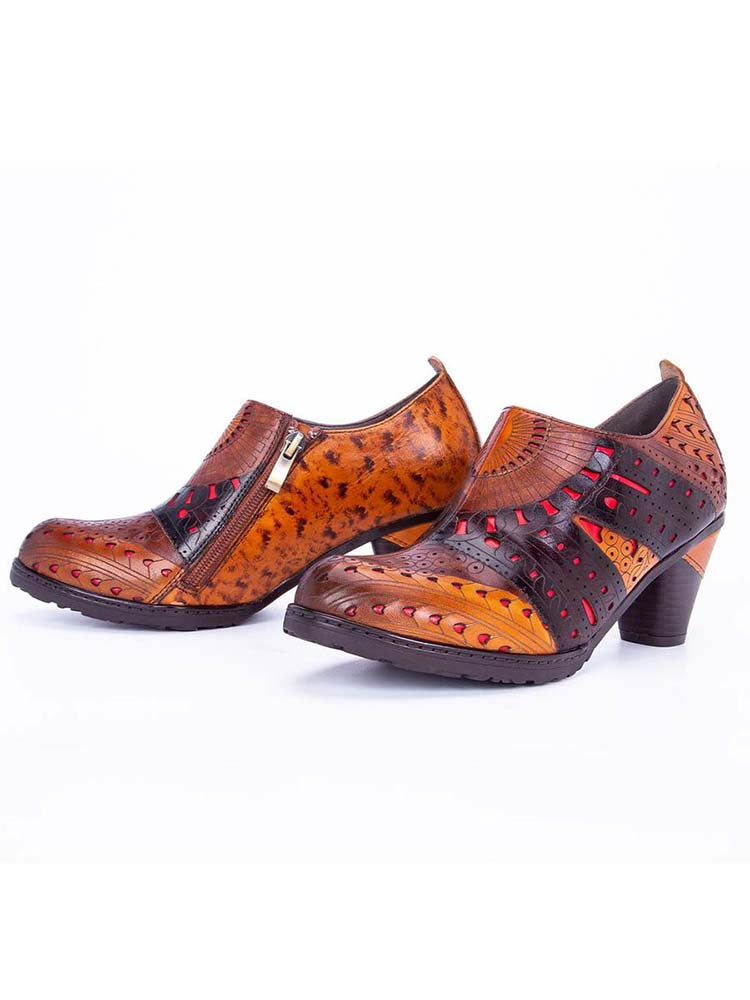Chaussures en cuir gravé Emmeline