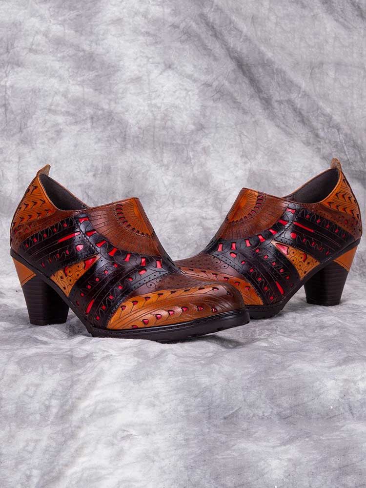 Chaussures en cuir gravé Emmeline