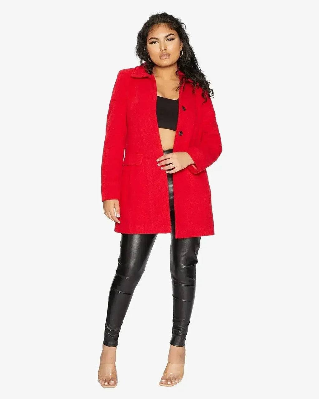 Manteau Covert De La Creme en mélange de laine mi-long pour femme
