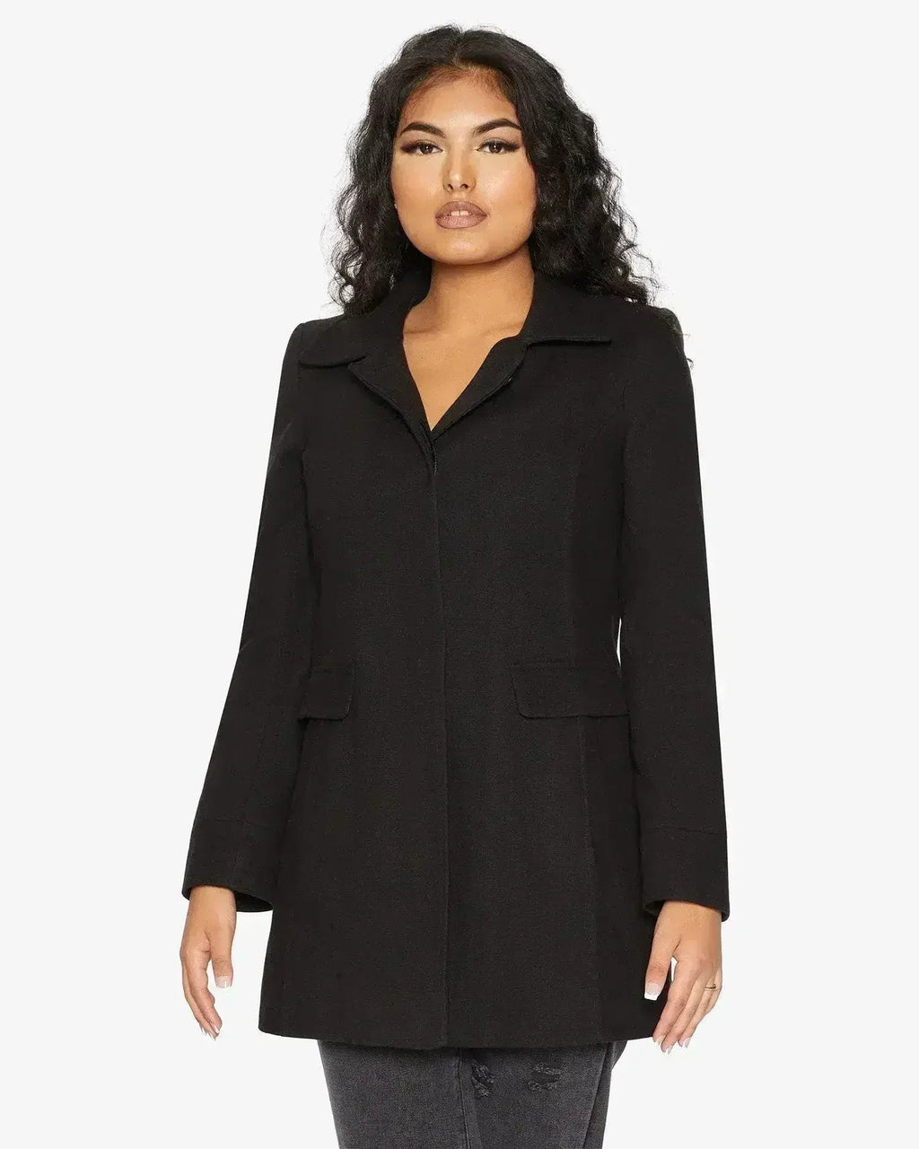 Manteau Covert De La Creme en mélange de laine mi-long pour femme