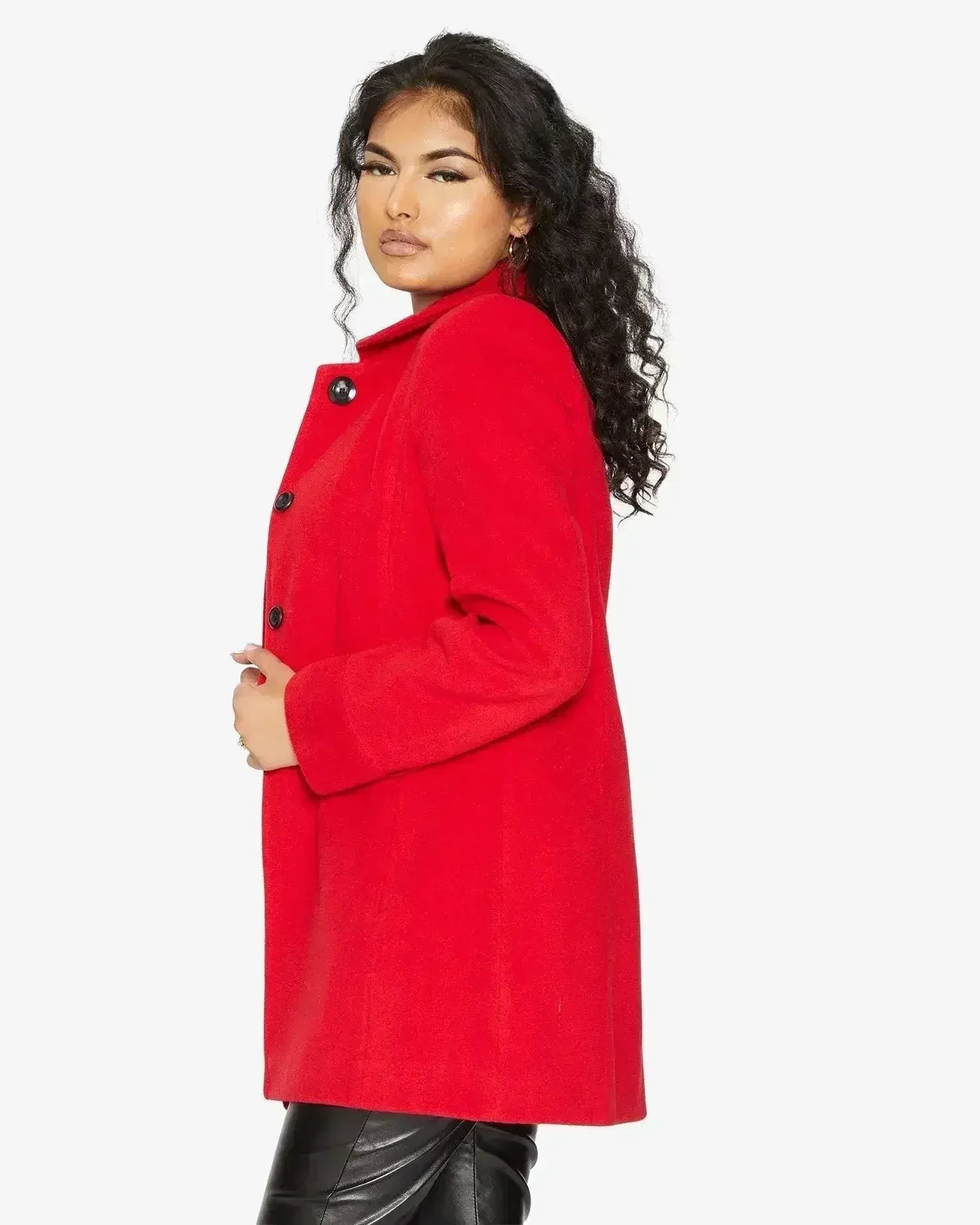Manteau Covert De La Creme en mélange de laine mi-long pour femme