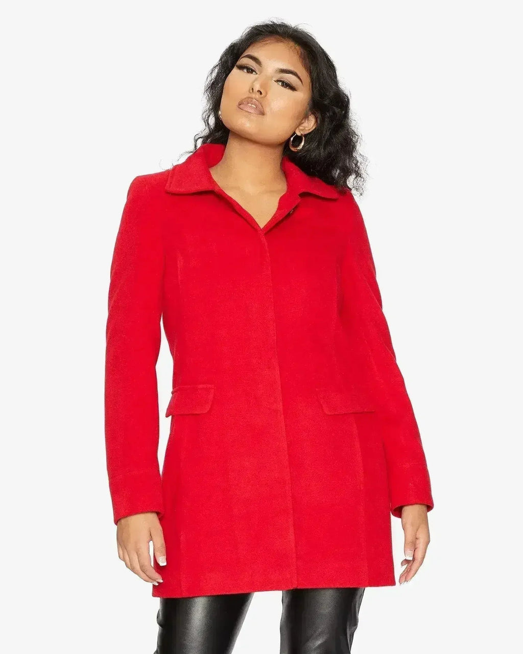 Manteau Covert De La Creme en mélange de laine mi-long pour femme