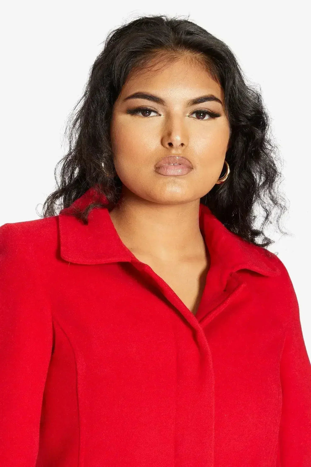 Manteau Covert De La Creme en mélange de laine mi-long pour femme