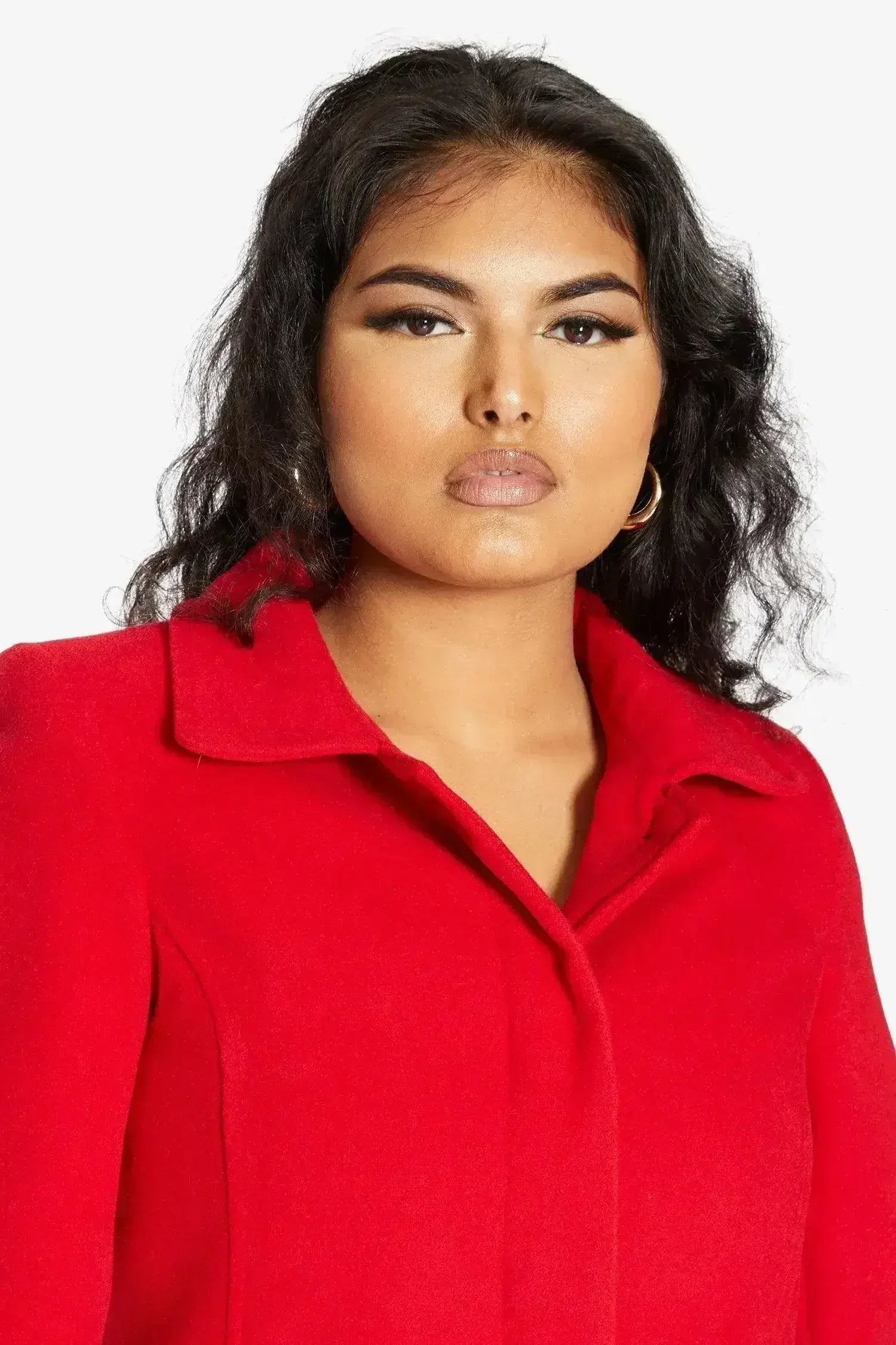 Manteau Covert De La Creme en mélange de laine mi-long pour femme