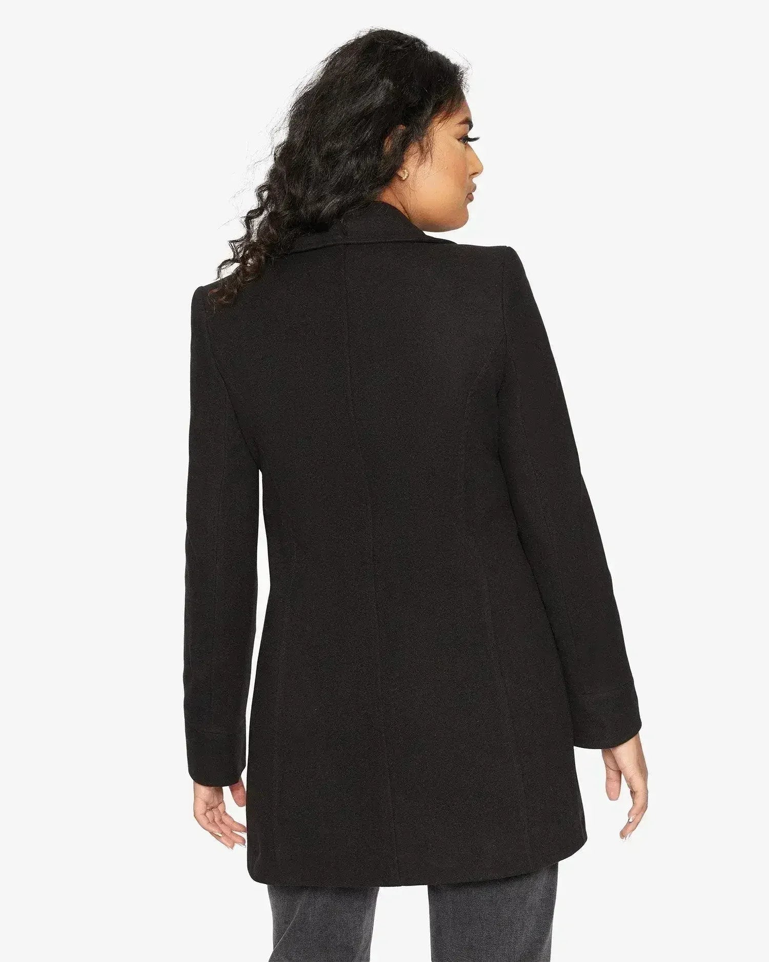 Manteau Covert De La Creme en mélange de laine mi-long pour femme