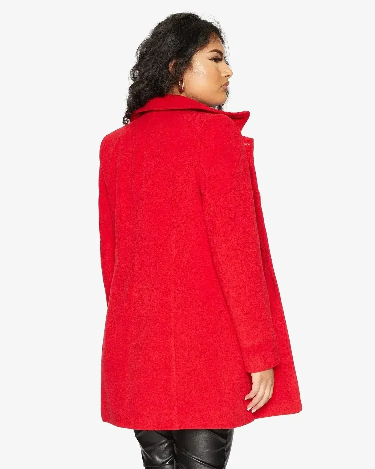 Manteau Covert De La Creme en mélange de laine mi-long pour femme