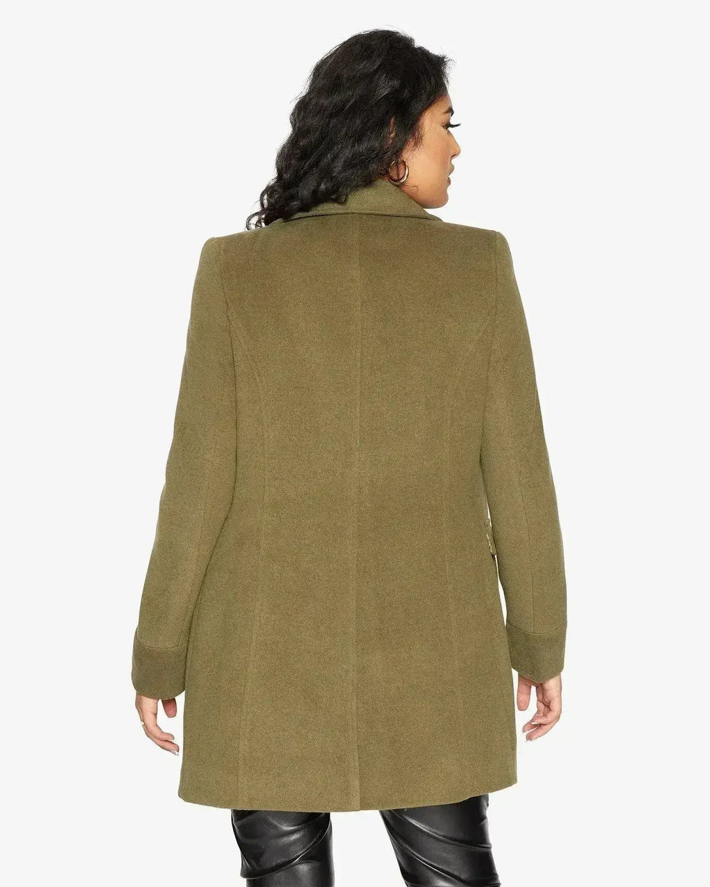 Manteau Covert De La Creme en mélange de laine mi-long pour femme