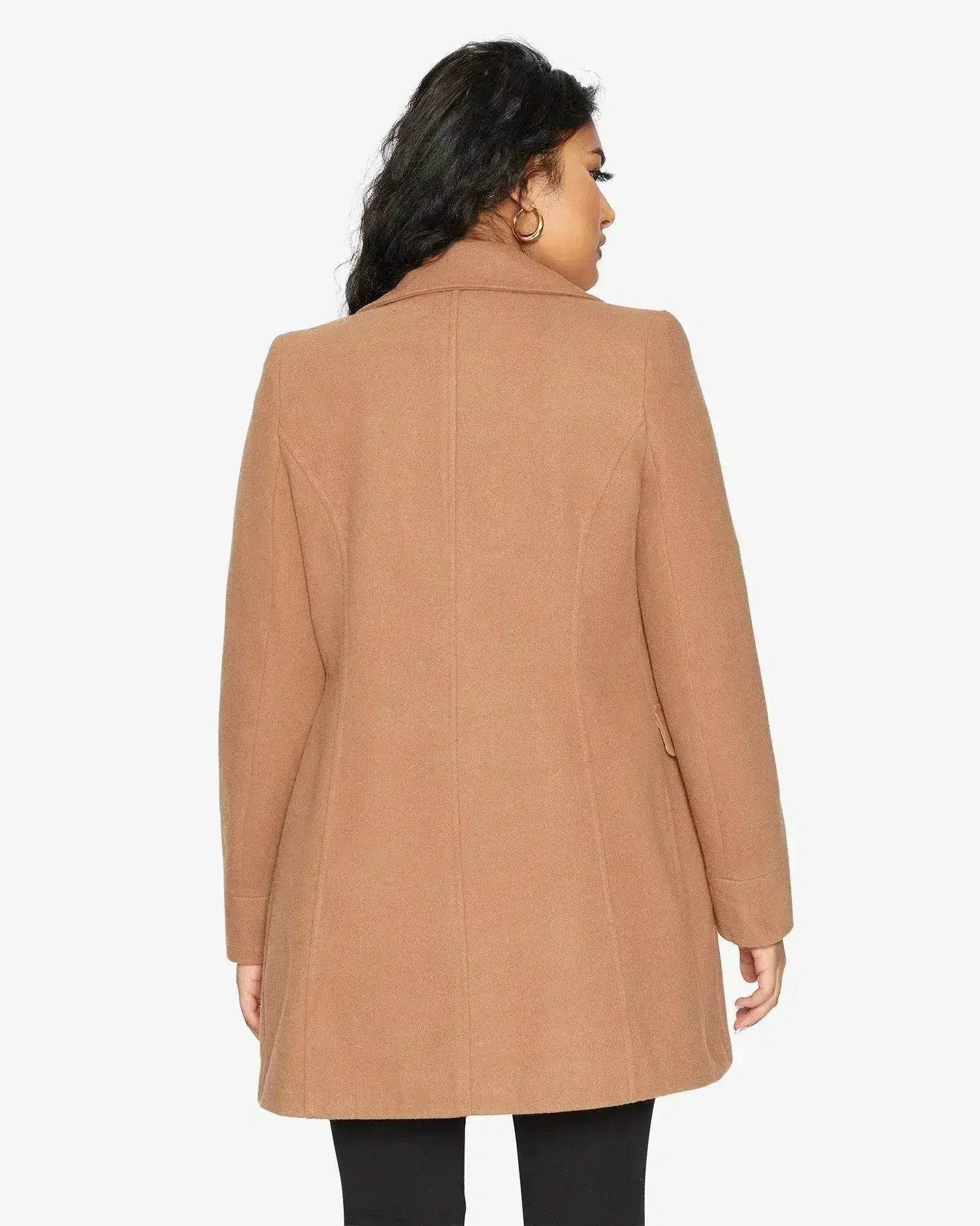 Manteau Covert De La Creme en mélange de laine mi-long pour femme