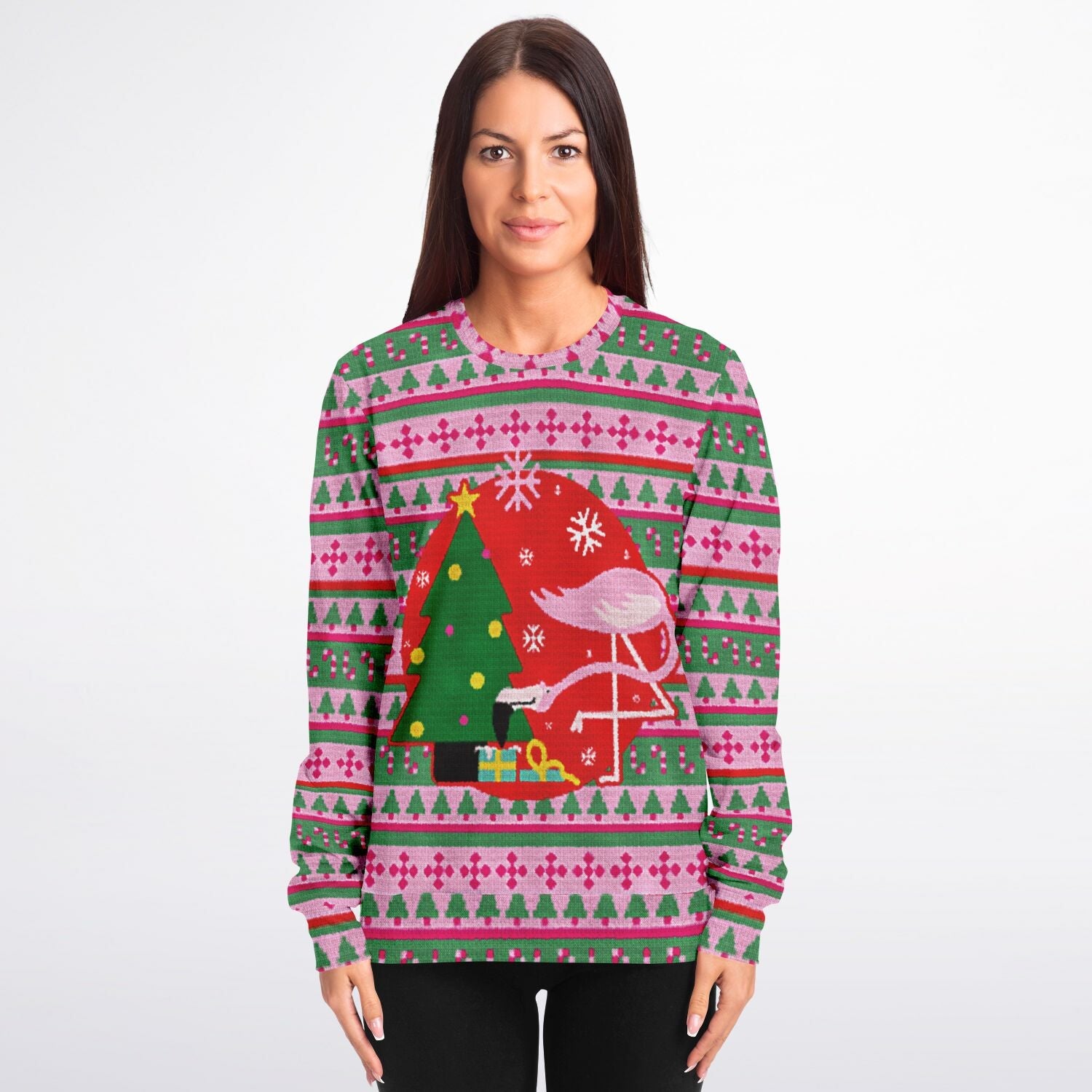 Sweat-shirt de Noël moche avec flamant rose maladroit