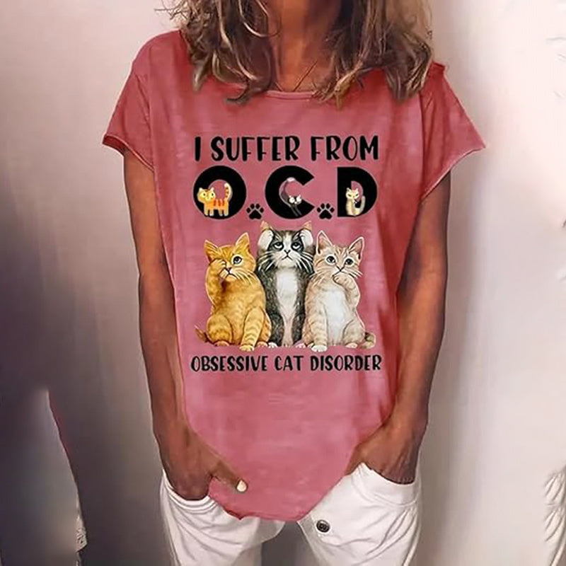 T-shirt graphique mignon avec un chat