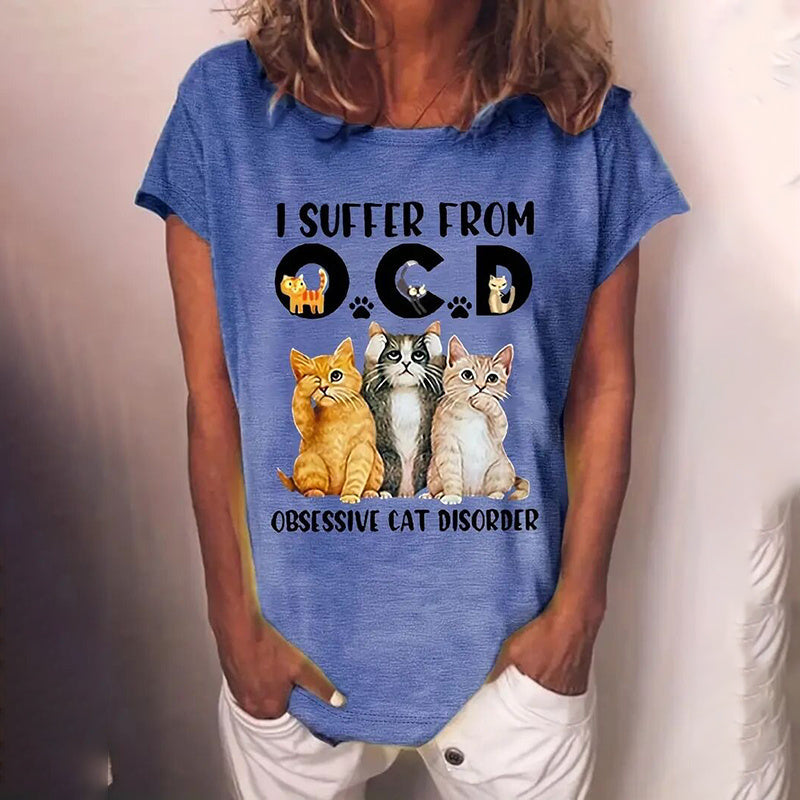 T-shirt graphique mignon avec un chat
