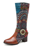 Bottes hautes en cuir bohème à motif épissé