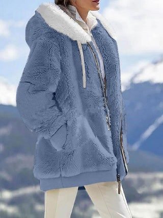 Veste polaire à capuche – Sweat zippé oversize avec poches