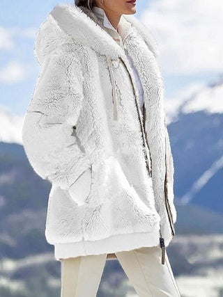 Veste polaire à capuche – Sweat zippé oversize avec poches