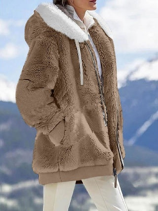 Veste polaire à capuche – Sweat zippé oversize avec poches