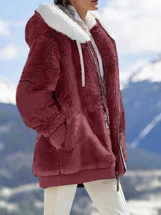 Veste polaire à capuche – Sweat zippé oversize avec poches