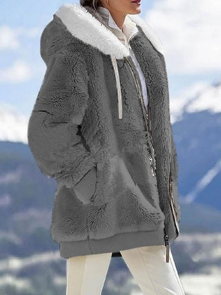 Veste polaire à capuche – Sweat zippé oversize avec poches