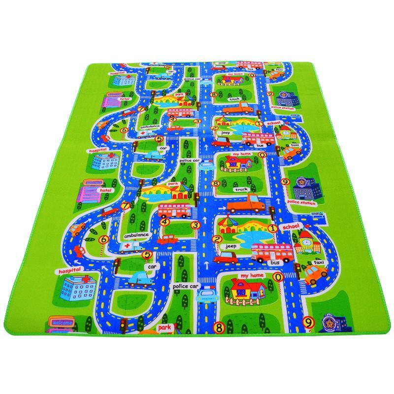 Tapis de jeu pour bébé, en mousse, avec motif de ville et routes, idéal pour les chambres d'enfants et de garçons.