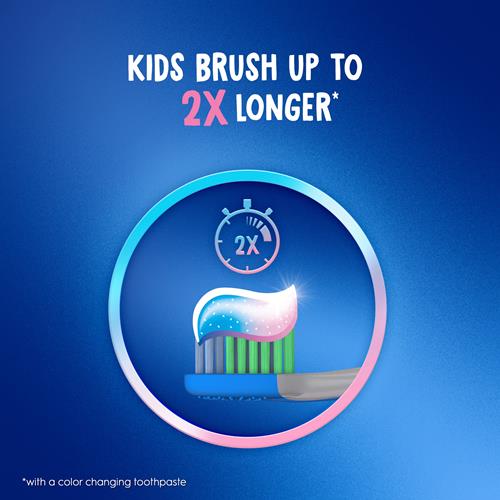 Dentifrice au fluor Crest Advanced Kids, saveur bubblegum, 120 g, lot de 3, dentifrice anti-caries à changement de couleur
