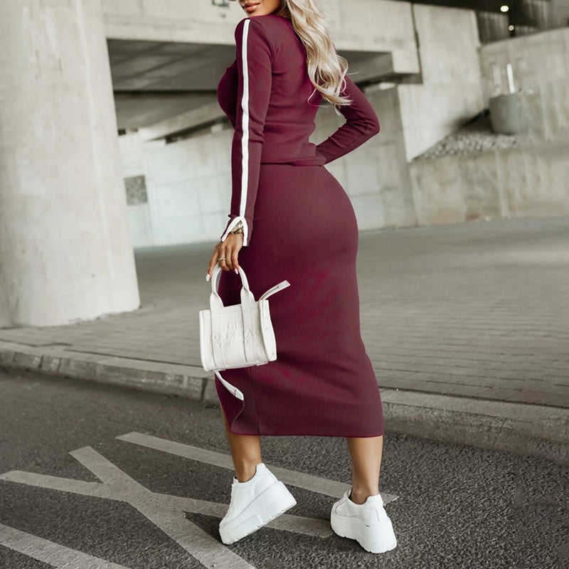 Ensemble 2 pièces jupe femme — Sweat-shirt à manches longues + jupe midi