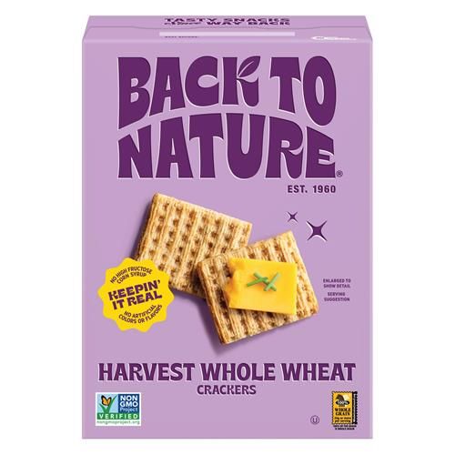 Back To Nature Craquelins Blé Entier Moisson - Sans Produits Laitiers, Sans OGM, Faits De Blé Entier & Sel Marin, Délicieux Snacks, 7 Onces