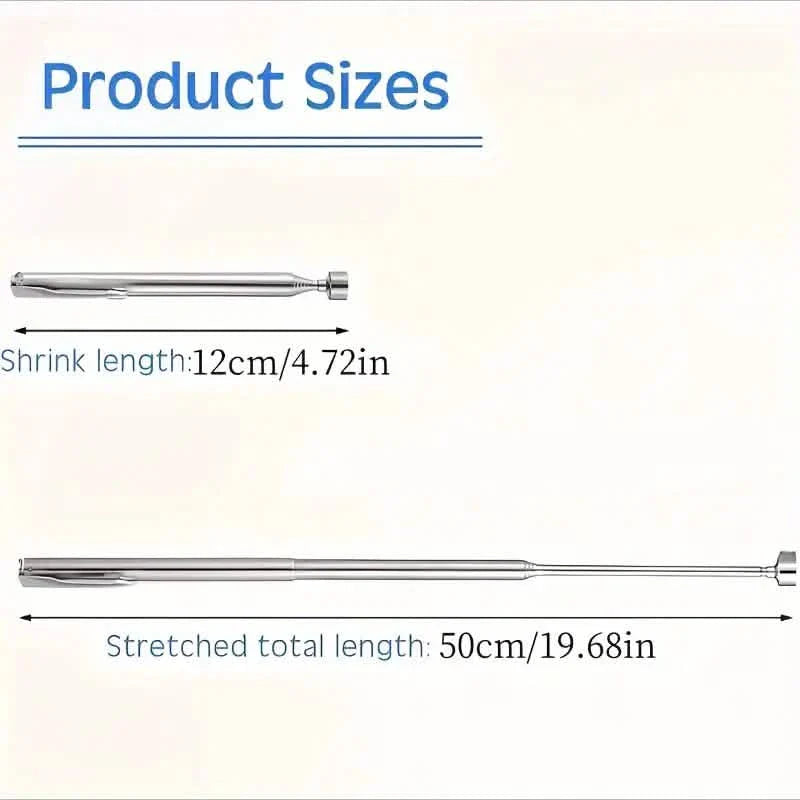Outil de préhension télescopique magnétique 3-en-1 – Acier inoxydable, non électrique
