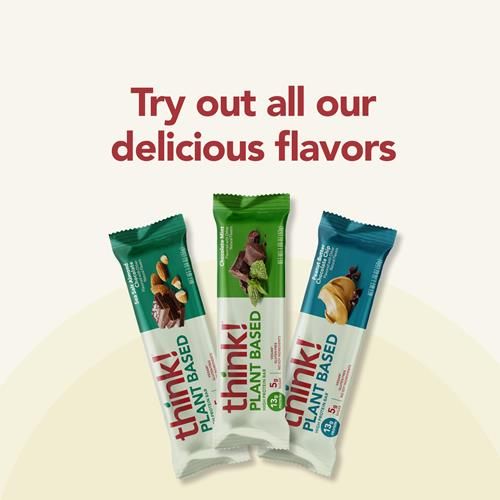 Think! Barres hyperprotéinées végétaliennes/végétales - Chocolat Menthe, 13g de protéines, 5g de sucre, sans édulcorants artificiels, vérifié par le projet sans OGM, paquet de 10 (l'emballage peut varier)