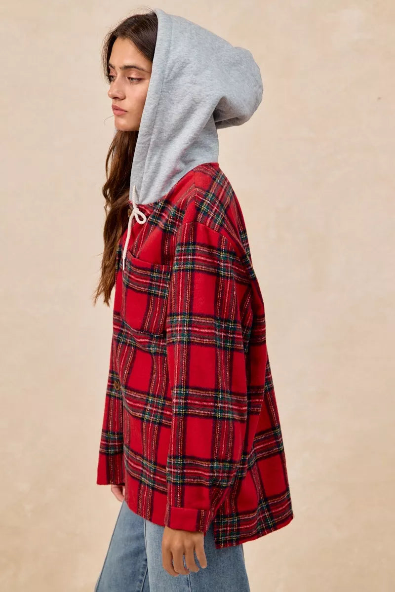 Veste à capuche à carreaux BiBi