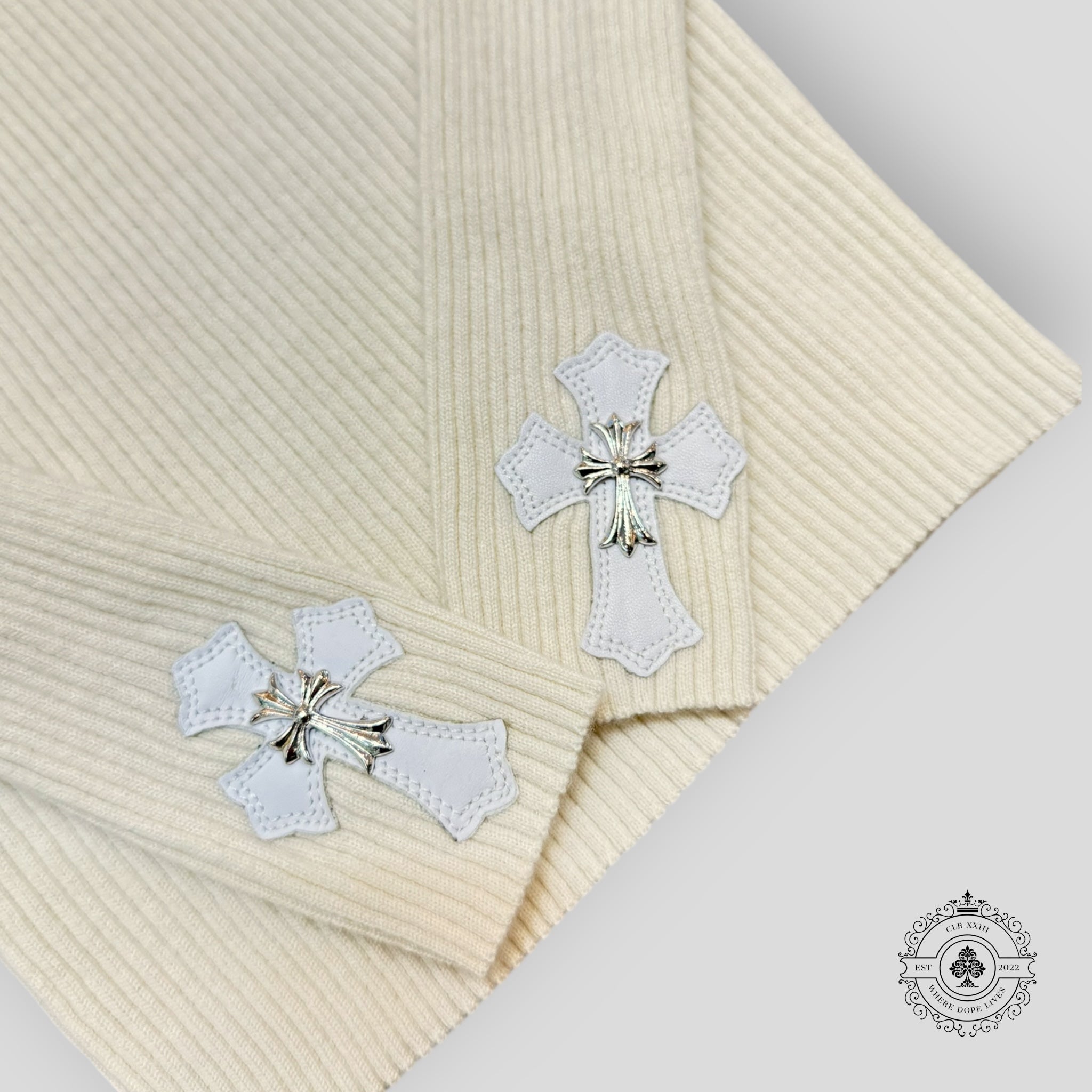 Pull à manches longues en cachemire Chrome Hearts, coloris crème