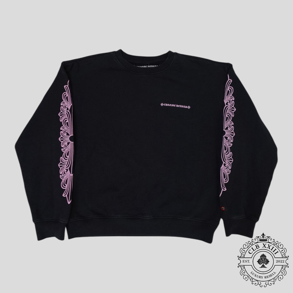 Chrome Hearts Floral Sleeve Crewneck en Noir / Rose