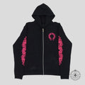 Sweat à capuche zippé Chrome Hearts Horseshoe en noir et rose